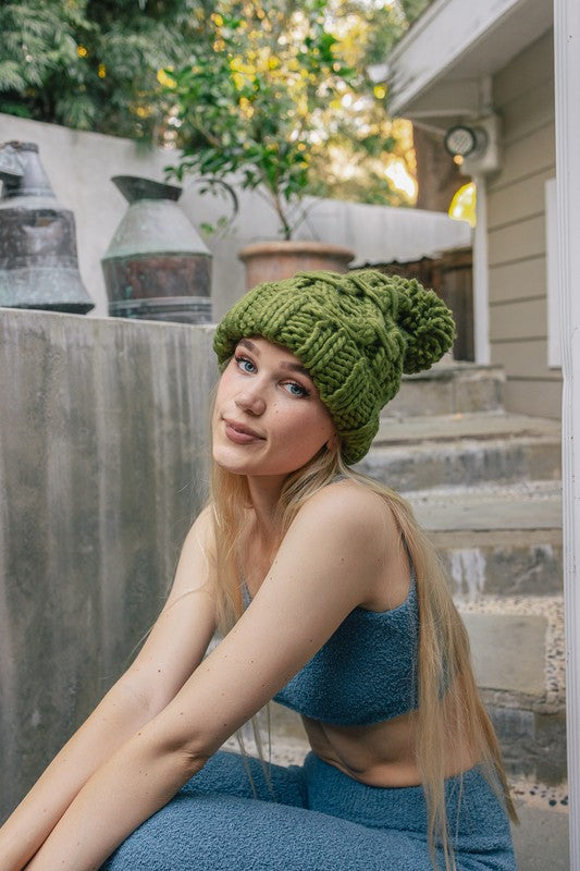 Cozy Oversized Chunky Knit Pom Beanie