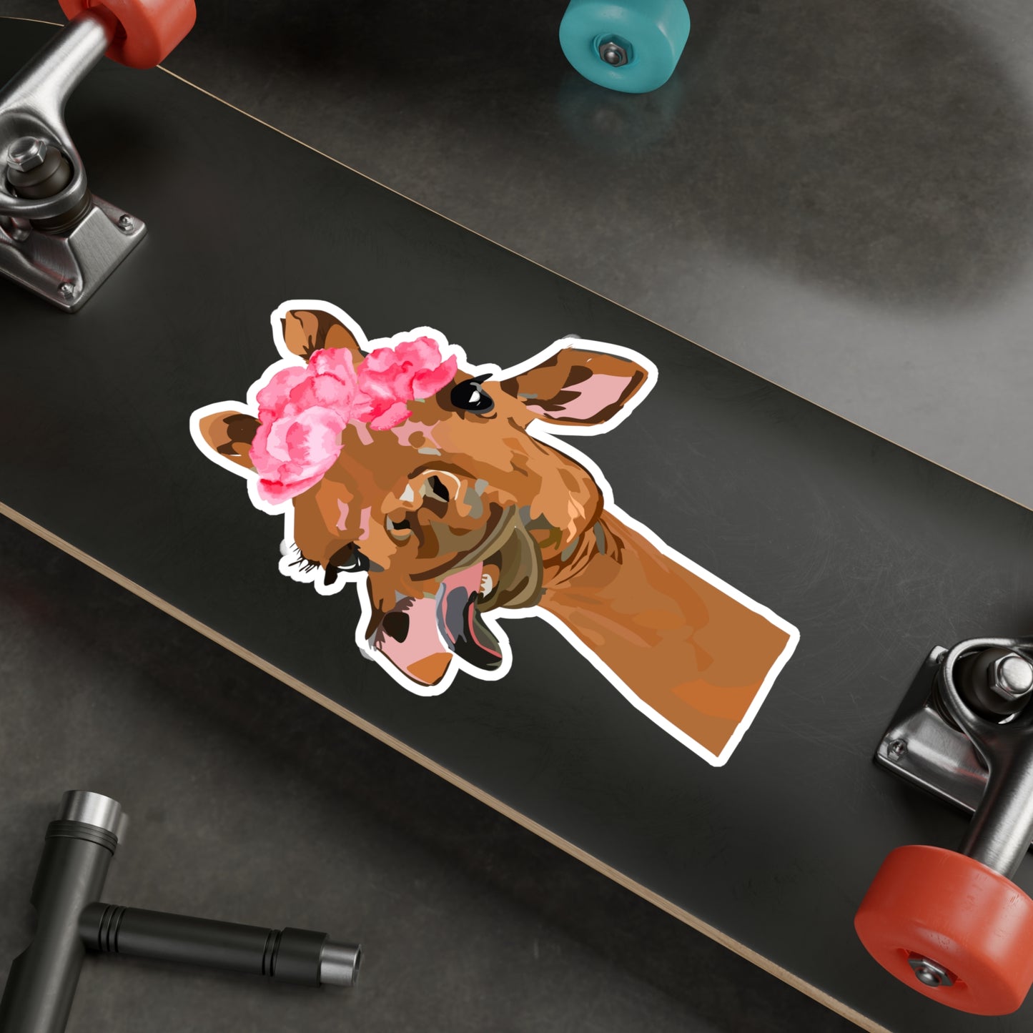 Cute Spotless Giraffe with a Flower Crown | Cute Safari Decal For Boys, Girls, Kids| Waterproof, Vinyl and Dishwasher Safe | Laptop, Water bottle, Planner, Tumbler