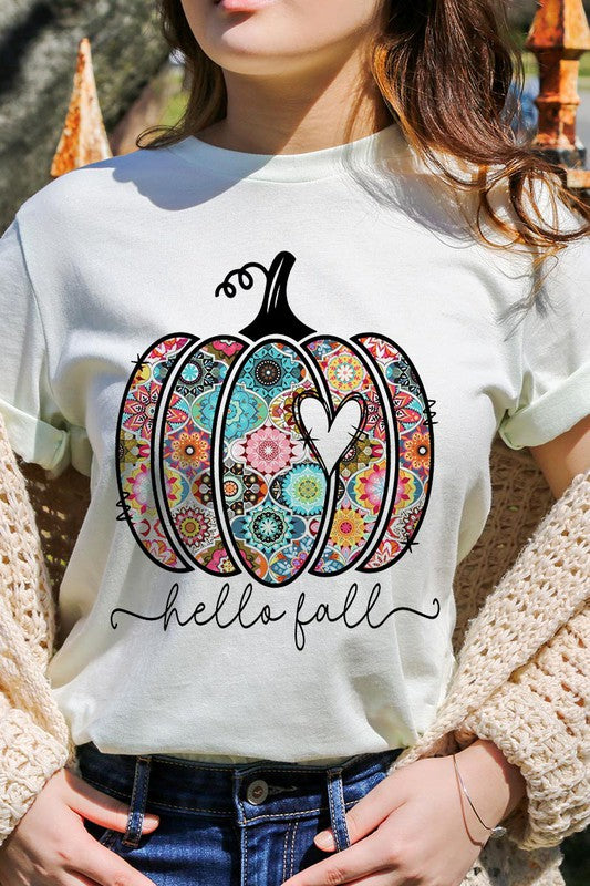 HELLO FALL, BOHO PUMPKIN, LOVE Unisex Short Sleeve Tee