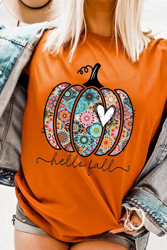 HELLO FALL, BOHO PUMPKIN, LOVE Unisex Short Sleeve Tee