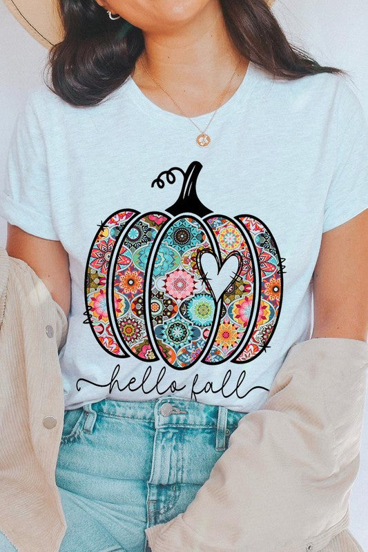 HELLO FALL, BOHO PUMPKIN, LOVE Unisex Short Sleeve Tee