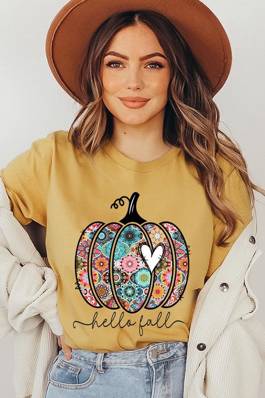 HELLO FALL, BOHO PUMPKIN, LOVE Unisex Short Sleeve Tee