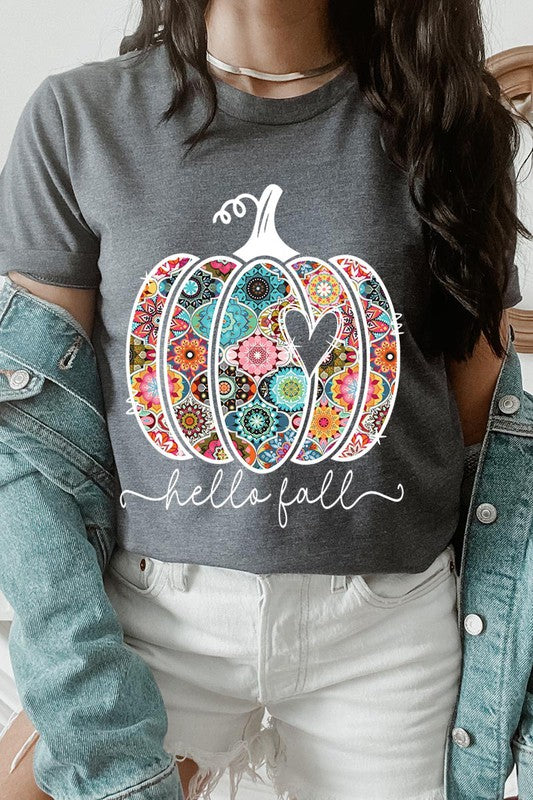 HELLO FALL, BOHO PUMPKIN, LOVE Unisex Short Sleeve Tee