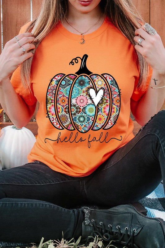HELLO FALL, BOHO PUMPKIN, LOVE Unisex Short Sleeve Tee
