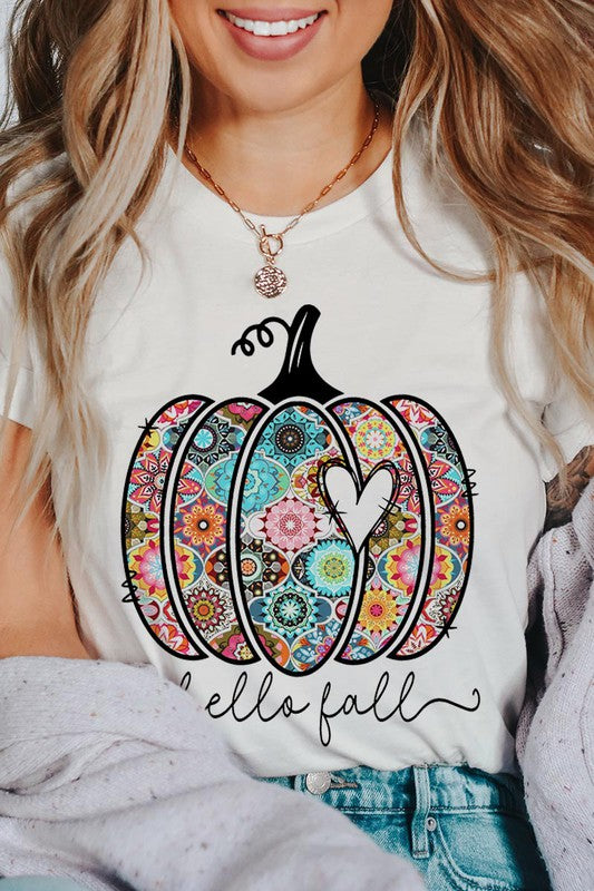 HELLO FALL, BOHO PUMPKIN, LOVE Unisex Short Sleeve Tee