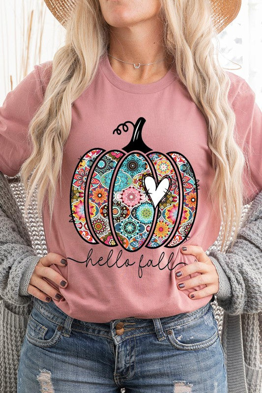 HELLO FALL, BOHO PUMPKIN, LOVE Unisex Short Sleeve Tee