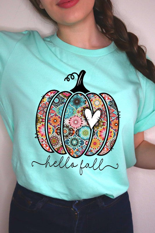 HELLO FALL, BOHO PUMPKIN, LOVE Unisex Short Sleeve Tee