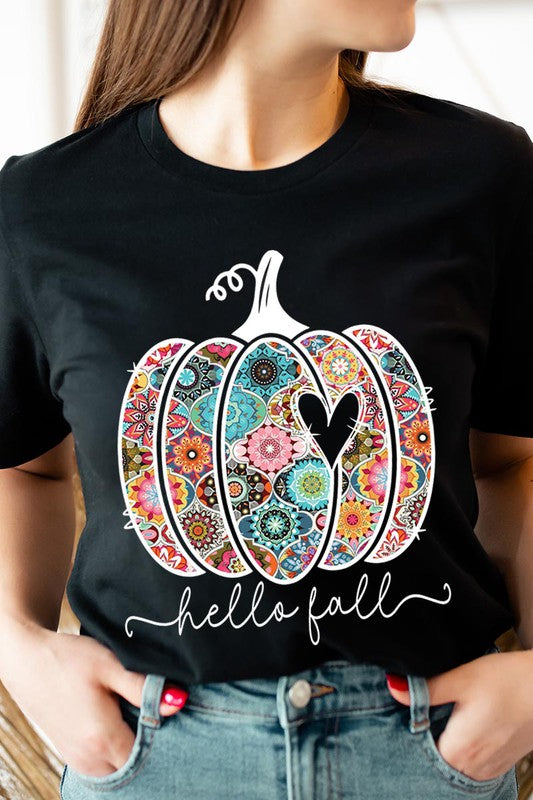 HELLO FALL, BOHO PUMPKIN, LOVE Unisex Short Sleeve Tee