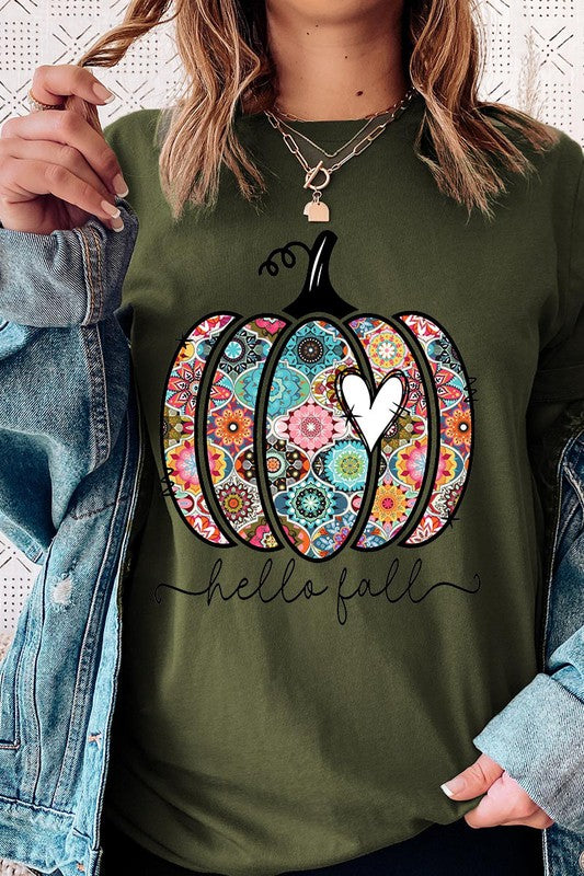 HELLO FALL, BOHO PUMPKIN, LOVE Unisex Short Sleeve Tee