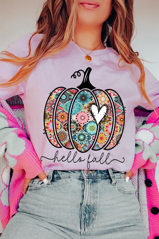 HELLO FALL, BOHO PUMPKIN, LOVE Unisex Short Sleeve Tee