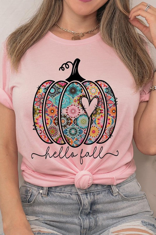 HELLO FALL, BOHO PUMPKIN, LOVE Unisex Short Sleeve Tee