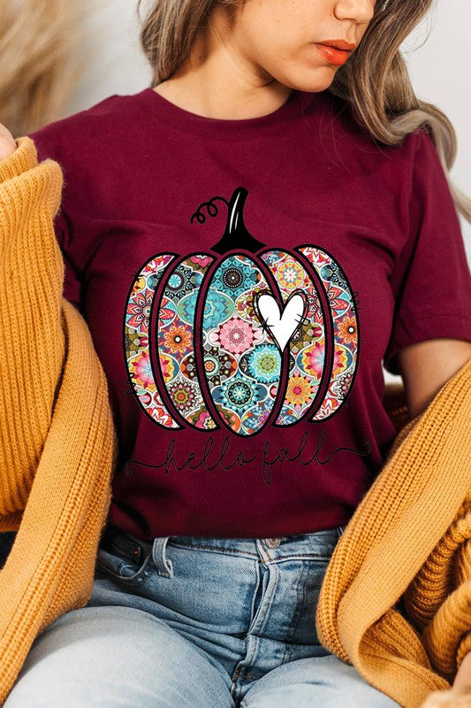 HELLO FALL, BOHO PUMPKIN, LOVE Unisex Short Sleeve Tee
