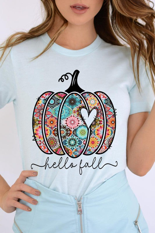 HELLO FALL, BOHO PUMPKIN, LOVE Unisex Short Sleeve Tee