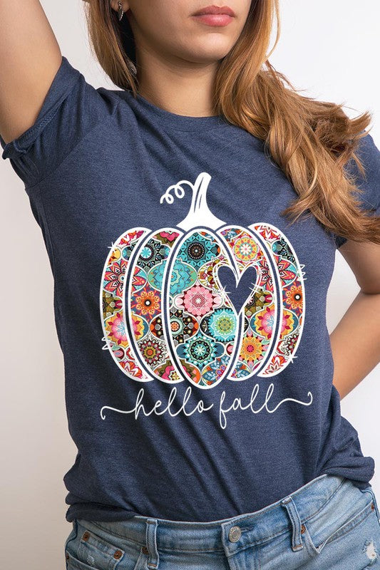 HELLO FALL, BOHO PUMPKIN, LOVE Unisex Short Sleeve Tee