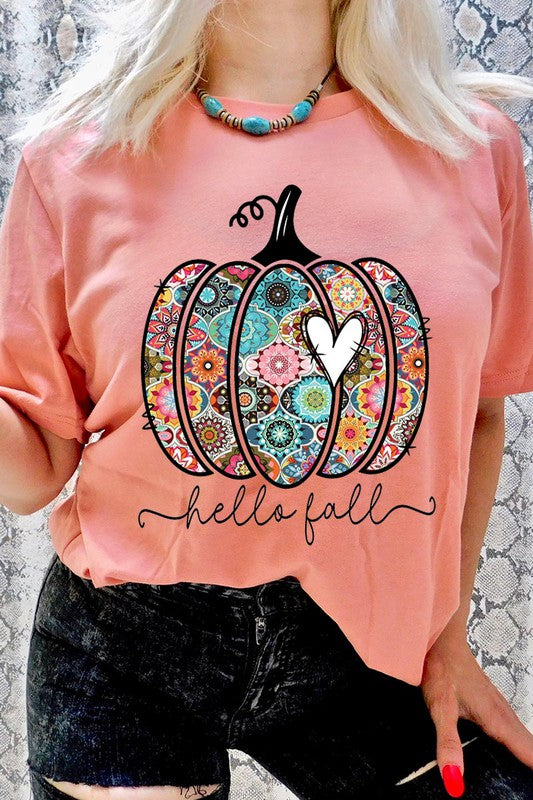 HELLO FALL, BOHO PUMPKIN, LOVE Unisex Short Sleeve Tee