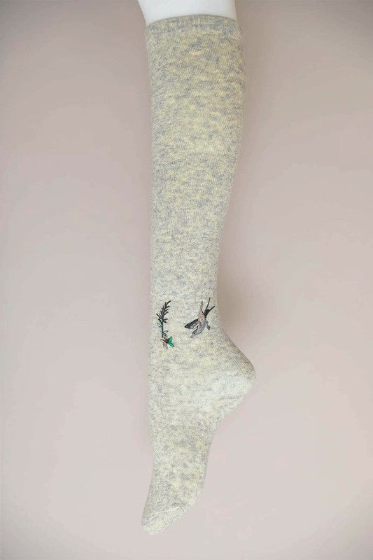Cozy Hummingbird Wool Knee High Socks