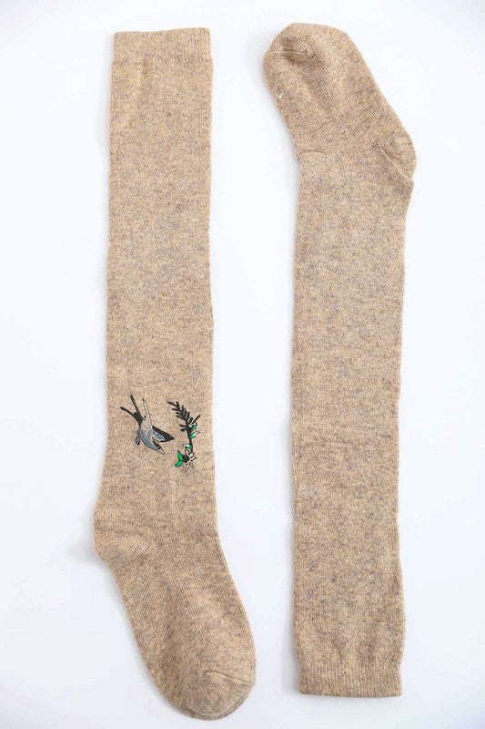 Cozy Hummingbird Wool Knee High Socks