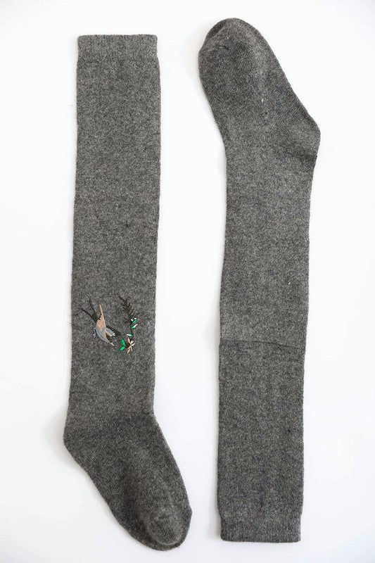Cozy Hummingbird Wool Knee High Socks