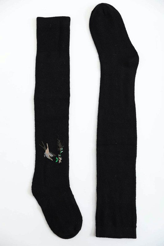 Cozy Hummingbird Wool Knee High Socks