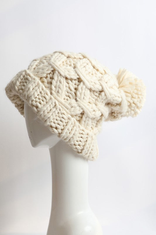 Cozy Oversized Chunky Knit Pom Beanie