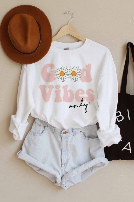 GOOD VIBES ONLY DAISY GRAPHIC SWEATSHIRT