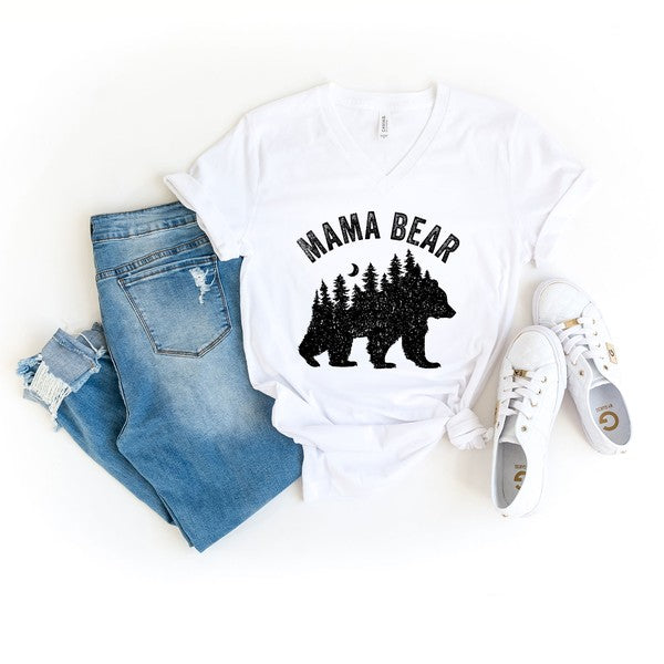 Mama Bear Silhouette V-Neck Graphic Tee