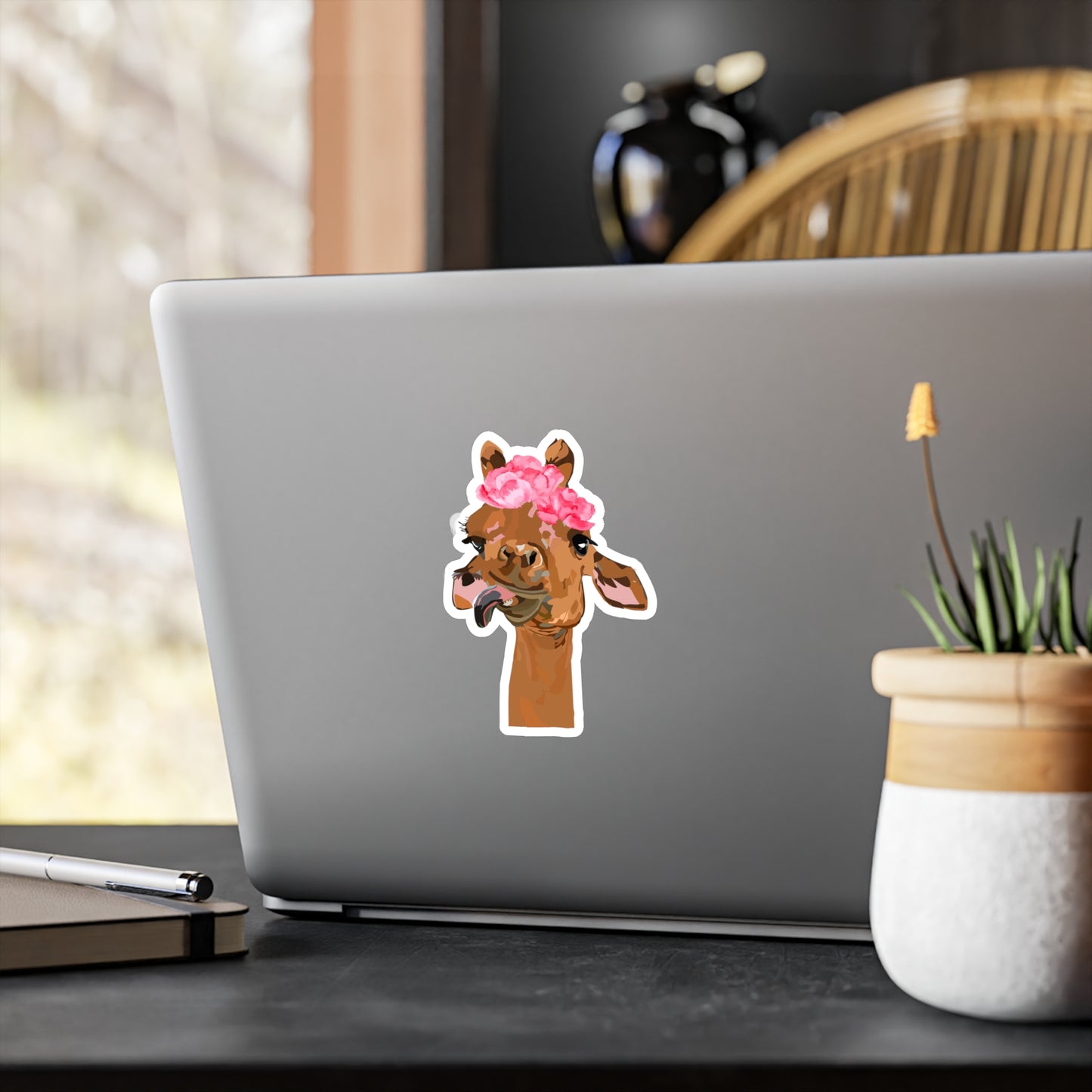 Cute Spotless Giraffe with a Flower Crown | Cute Safari Decal For Boys, Girls, Kids| Waterproof, Vinyl and Dishwasher Safe | Laptop, Water bottle, Planner, Tumbler