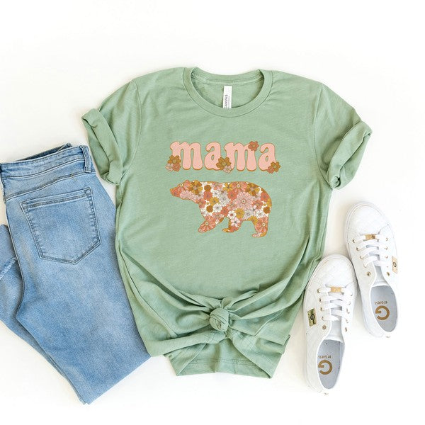 Mama Bear Flowers Short Sleeve Graphic Tee