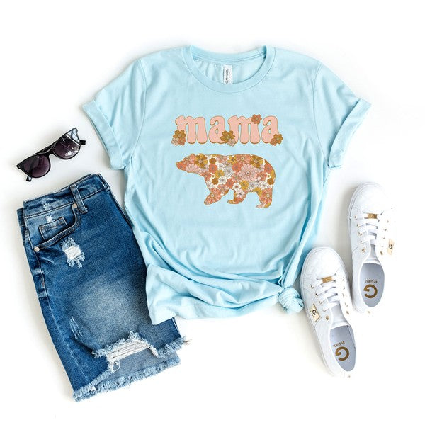 Mama Bear Flowers Short Sleeve Graphic Tee