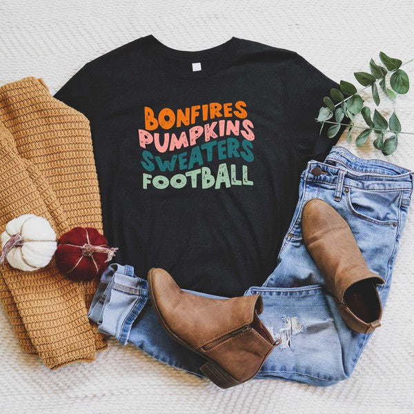 Bonfires Pumpkins Sweaters Football Short Sleeve