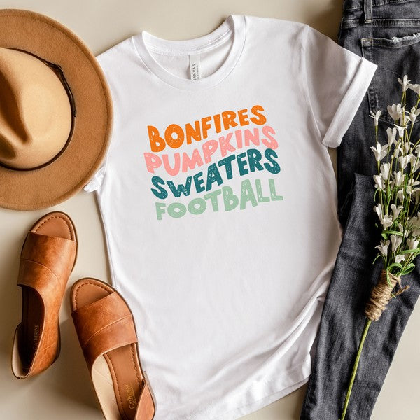 Bonfires Pumpkins Sweaters Football Short Sleeve