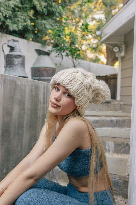 Cozy Oversized Chunky Knit Pom Beanie