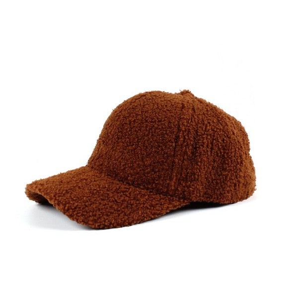 Adorable Boucle Sherpa Teddy Bear Knit Ball Cap