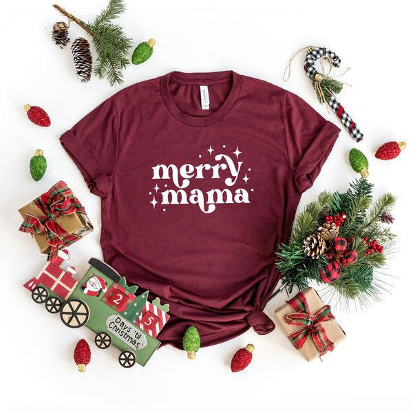 Whimsical Merry Mama Short Sleeve Graphic Tee