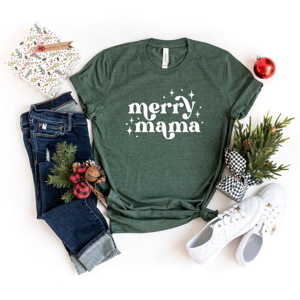 Whimsical Merry Mama Short Sleeve Graphic Tee