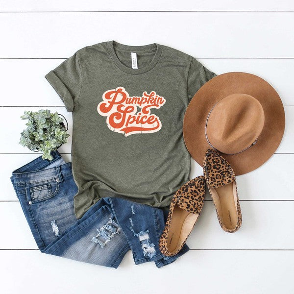 Retro Pumpkin Spice Words Short Sleeve Graphic Tee