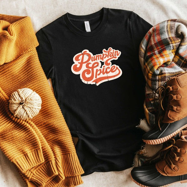 Retro Pumpkin Spice Words Short Sleeve Graphic Tee