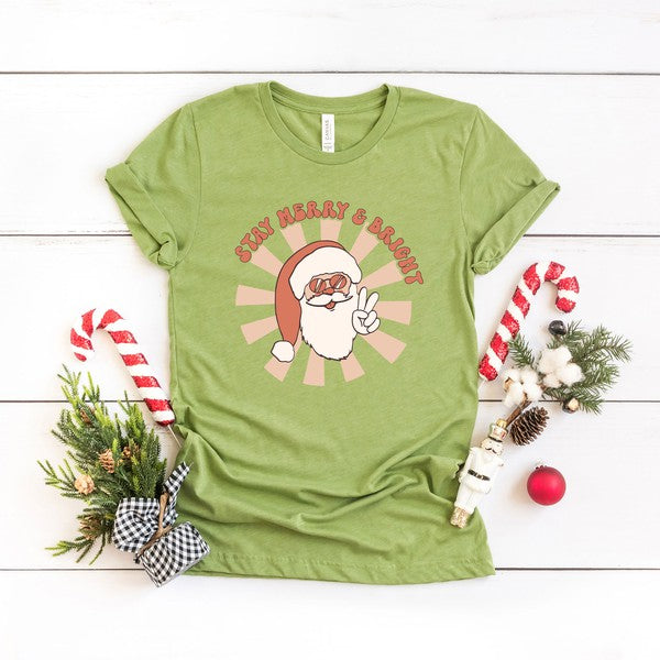 Stay Merry And Bright Santa Short Sleeve Tee