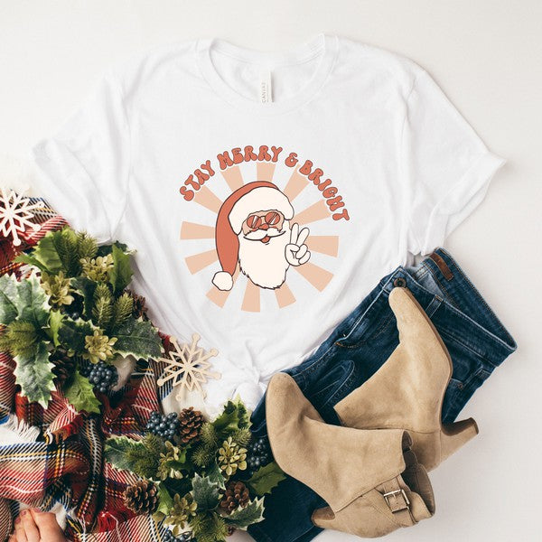 Stay Merry And Bright Santa Short Sleeve Tee