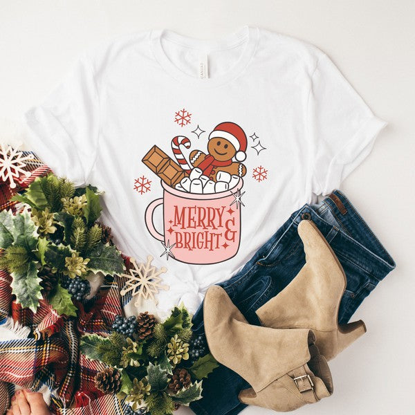 Merry And Bright Mug Short Sleeve Graphic Tee