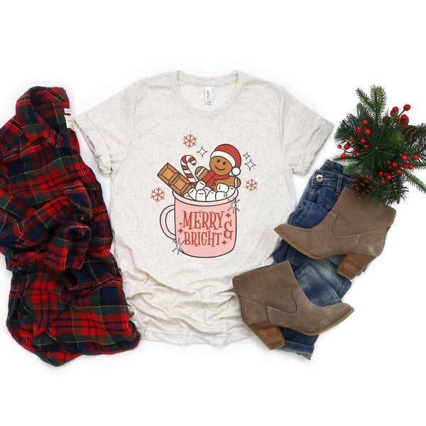Merry And Bright Mug Short Sleeve Graphic Tee