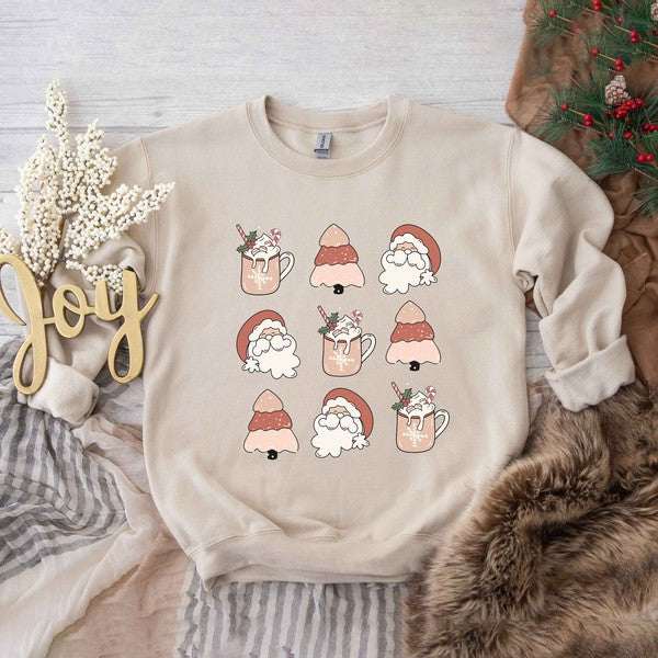 Santa Tree Mug Chart Graphic Sweatshirt