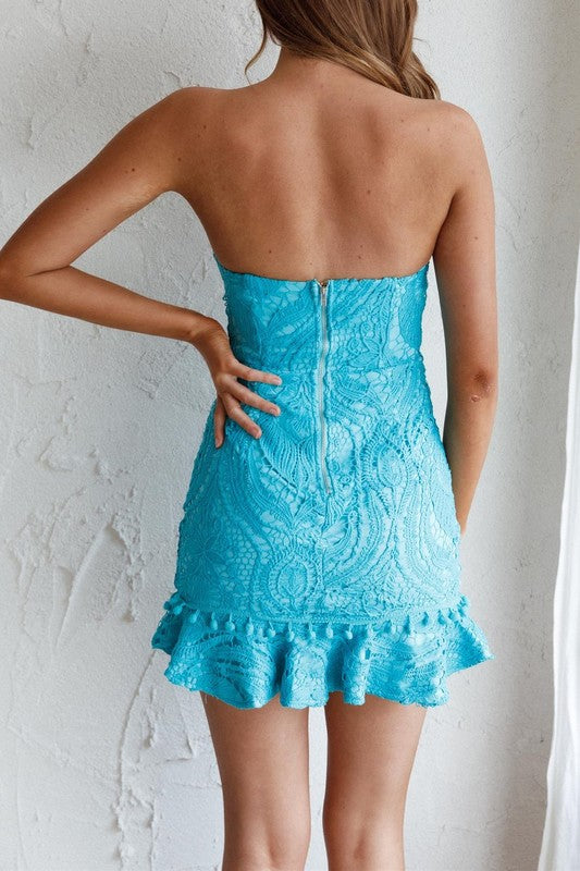 WHITE LACE CROCHET MINI DRESS
