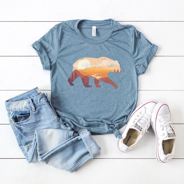 Bear Sunset Valley Short Sleeve Graphic Tee