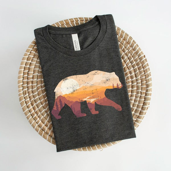 Bear Sunset Valley Short Sleeve Graphic Tee