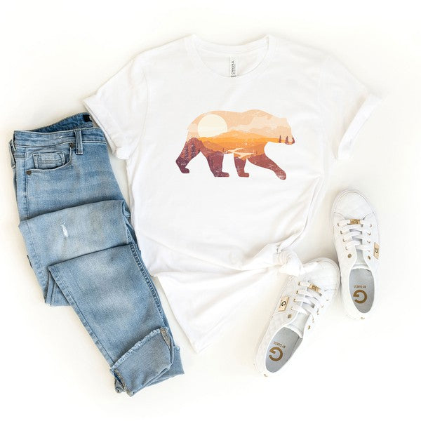 Bear Sunset Valley Short Sleeve Graphic Tee