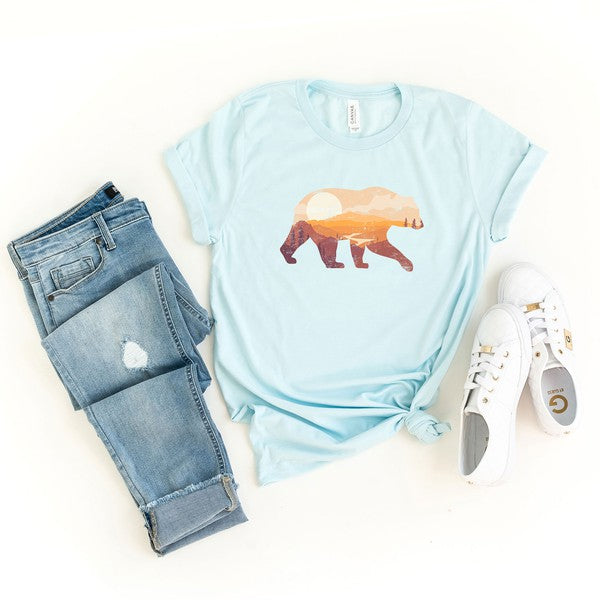 Bear Sunset Valley Short Sleeve Graphic Tee