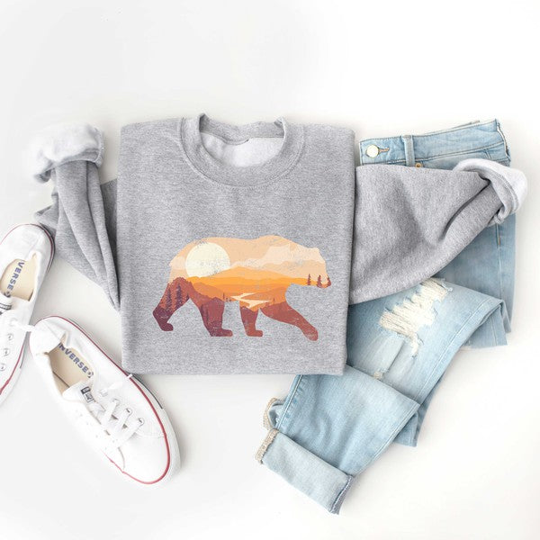 Bear Sunset Valley Graphic Sweatshirt