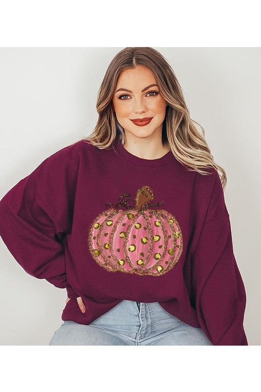 Leopard Pumpkin Thanksgiving Unisex Fleece Sweatshirt