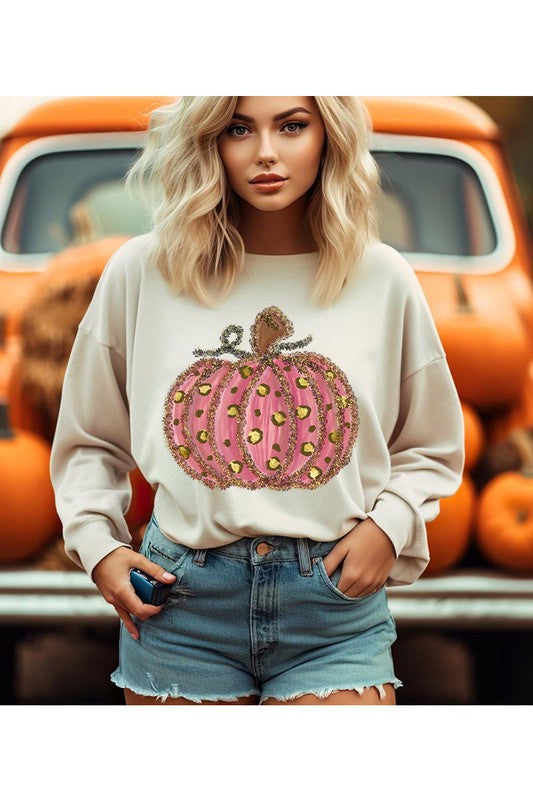 Leopard Pumpkin Thanksgiving Unisex Fleece Sweatshirt